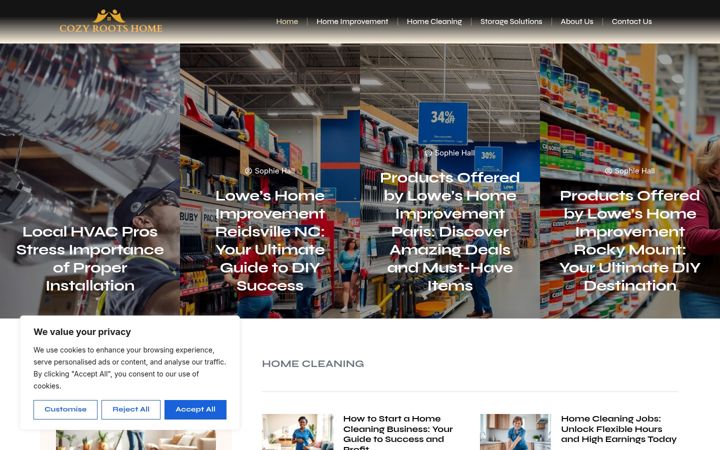 Screenshot of cozyrootshome.com