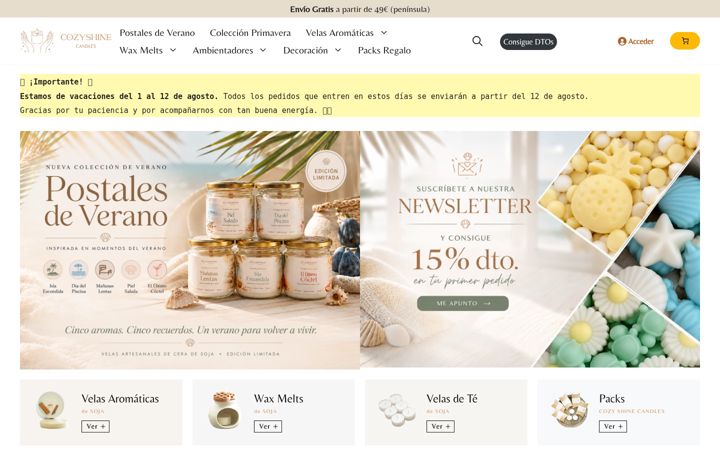 Screenshot of cozyshinecandles.com