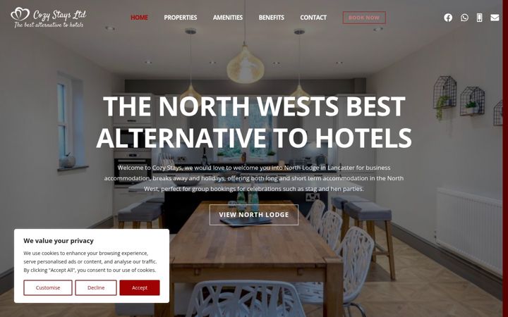 Screenshot of cozystaysnw.co.uk
