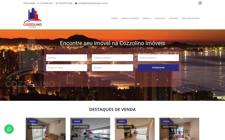 Screenshot of cozzolinoimoveis.com.br