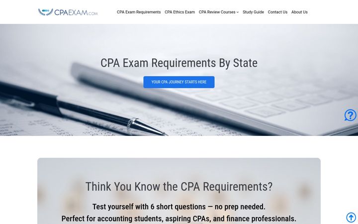 Screenshot of cpaexam.com