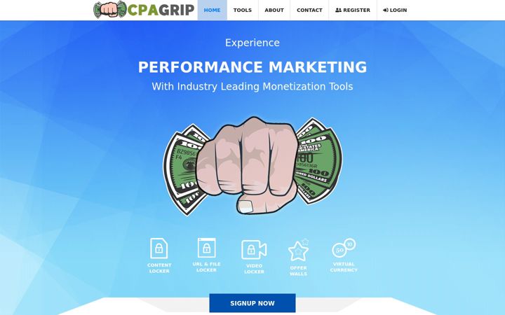 Screenshot di cpagrip.com