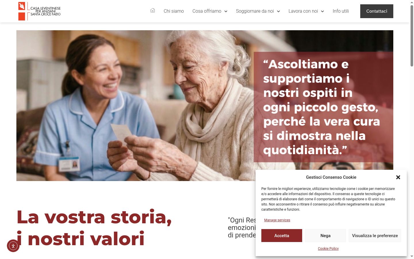 Screenshot del banner di consenso mostrato prima di qualsiasi interazione