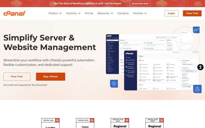 Screenshot van cpanel.com