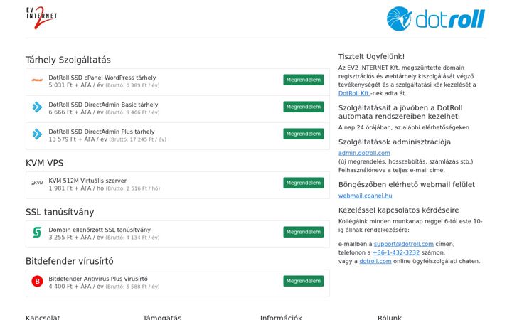 Screenshot of cpanel.hu