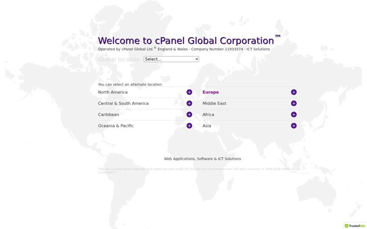 Screenshot ta' cpanelglobal.co.uk