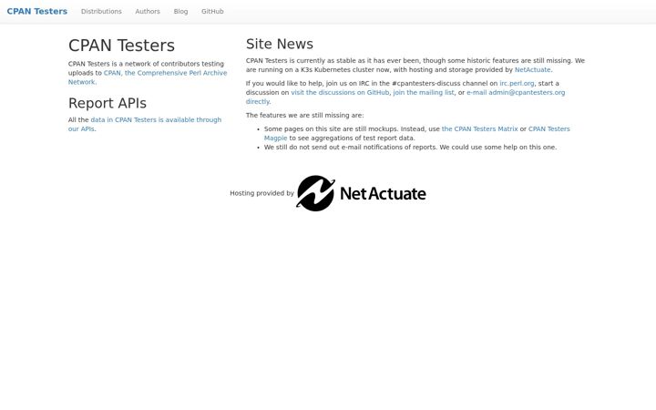 Screenshot of cpantesters.org
