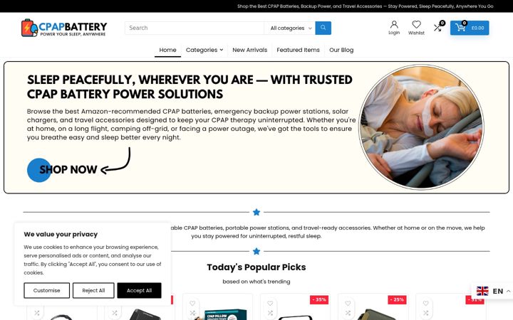 Screenshot of cpapbattery.co.uk