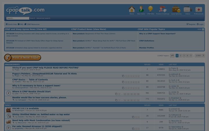 Screenshot of cpaptalk.com