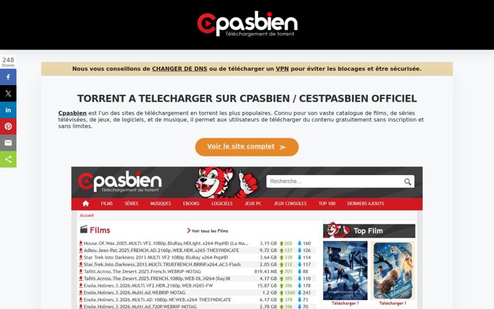 Screenshot of cpasbien1.cc