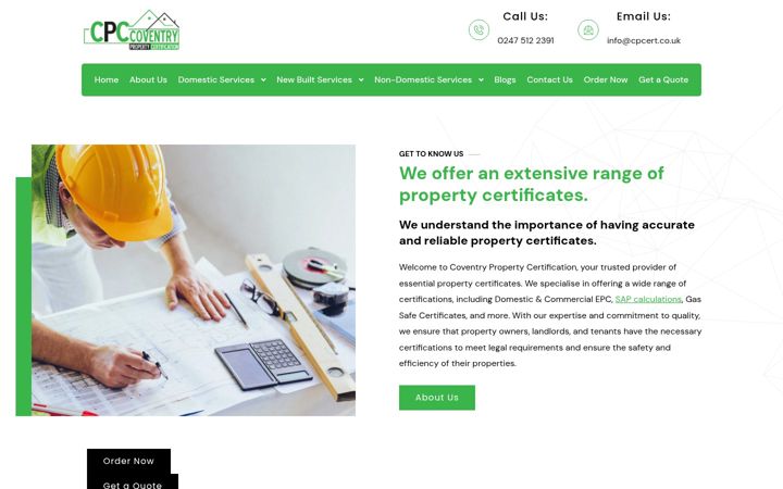 Screenshot of cpcert.co.uk