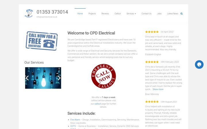 Screenshot of cpd-electrical.co.uk
