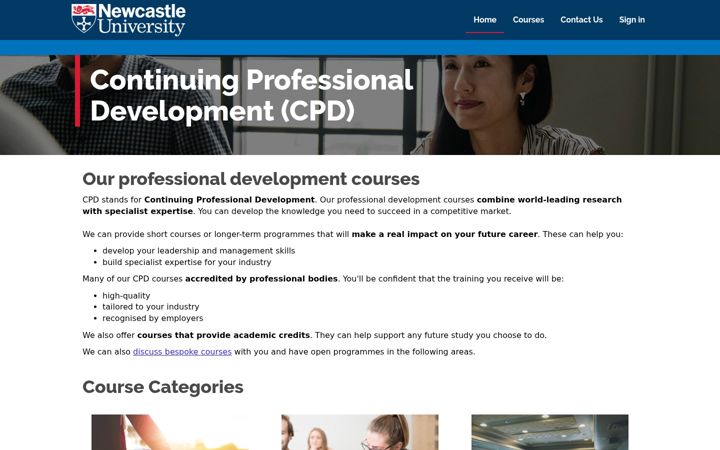 Screenshot of cpd.ncl.ac.uk