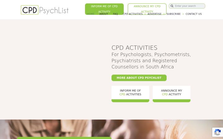 Snímek obrazovky cpdpsychlist.co.za