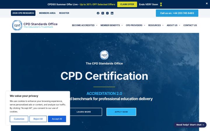Screenshot of cpdstandards.com