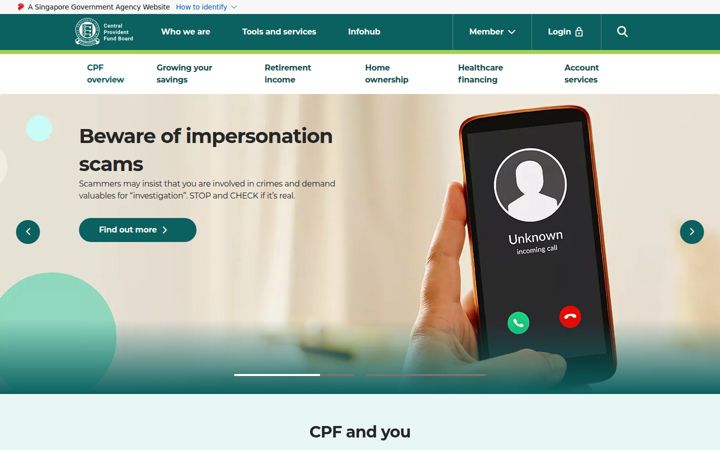 Screenshot of cpf.gov.sg