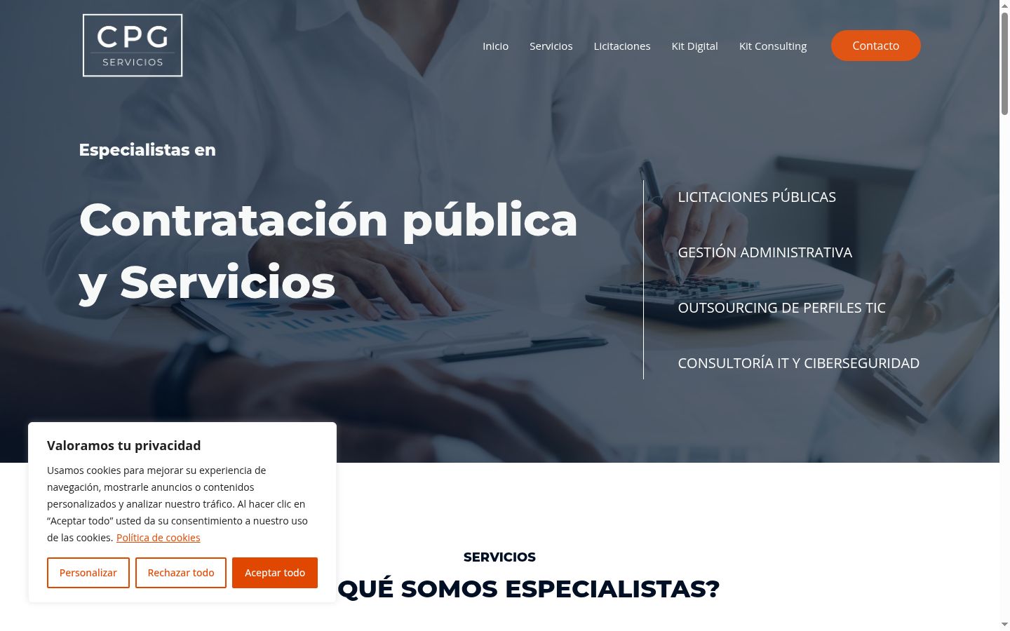 Captura de ecrã do banner de consentimento apresentado antes de qualquer interação