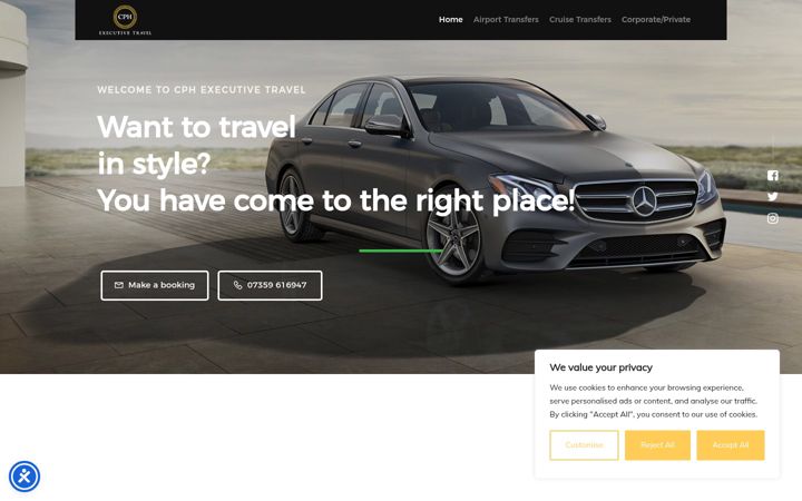 Screenshot of cphexecutivetravel.com