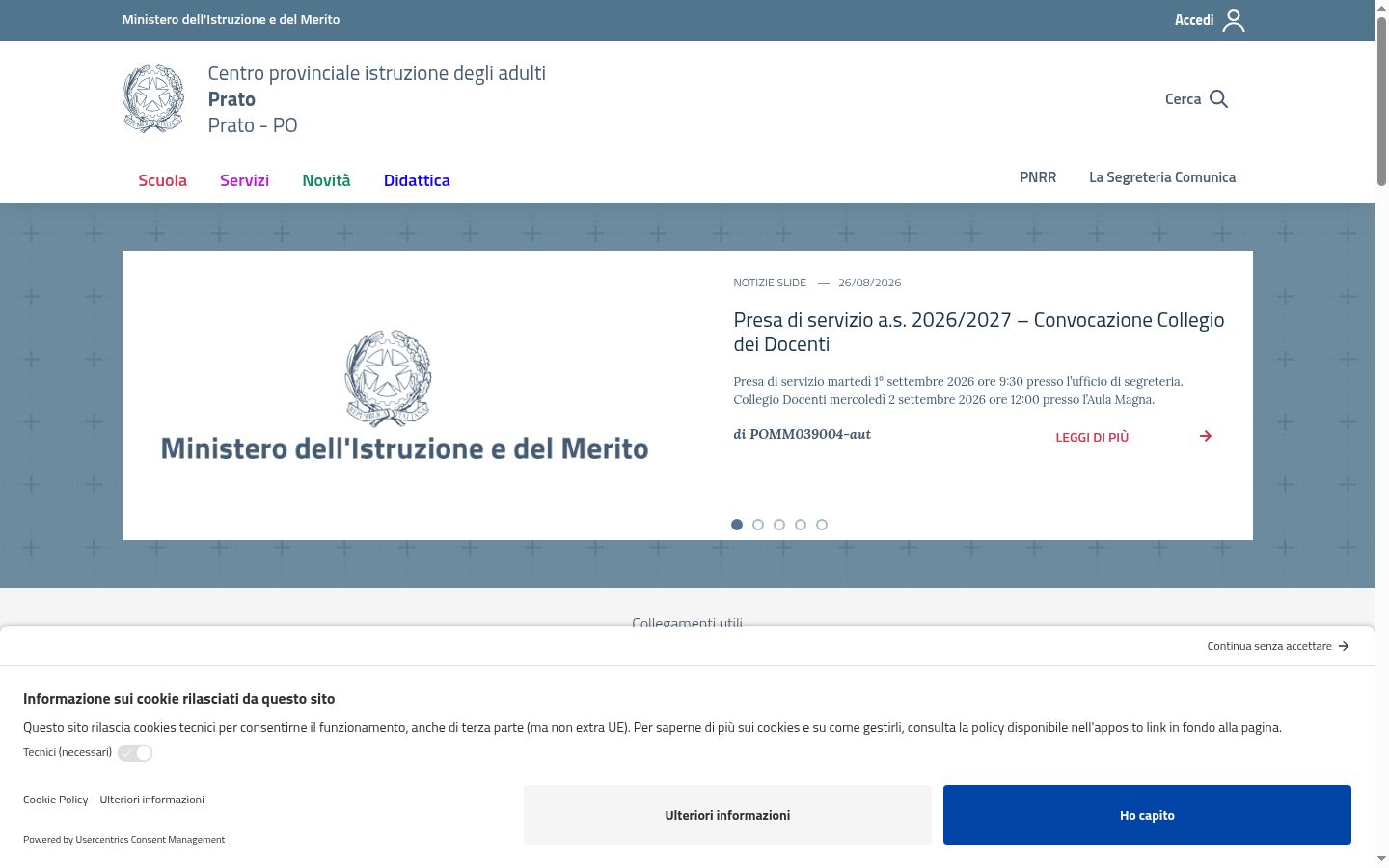 Captura de ecrã do banner de consentimento apresentado antes de qualquer interação