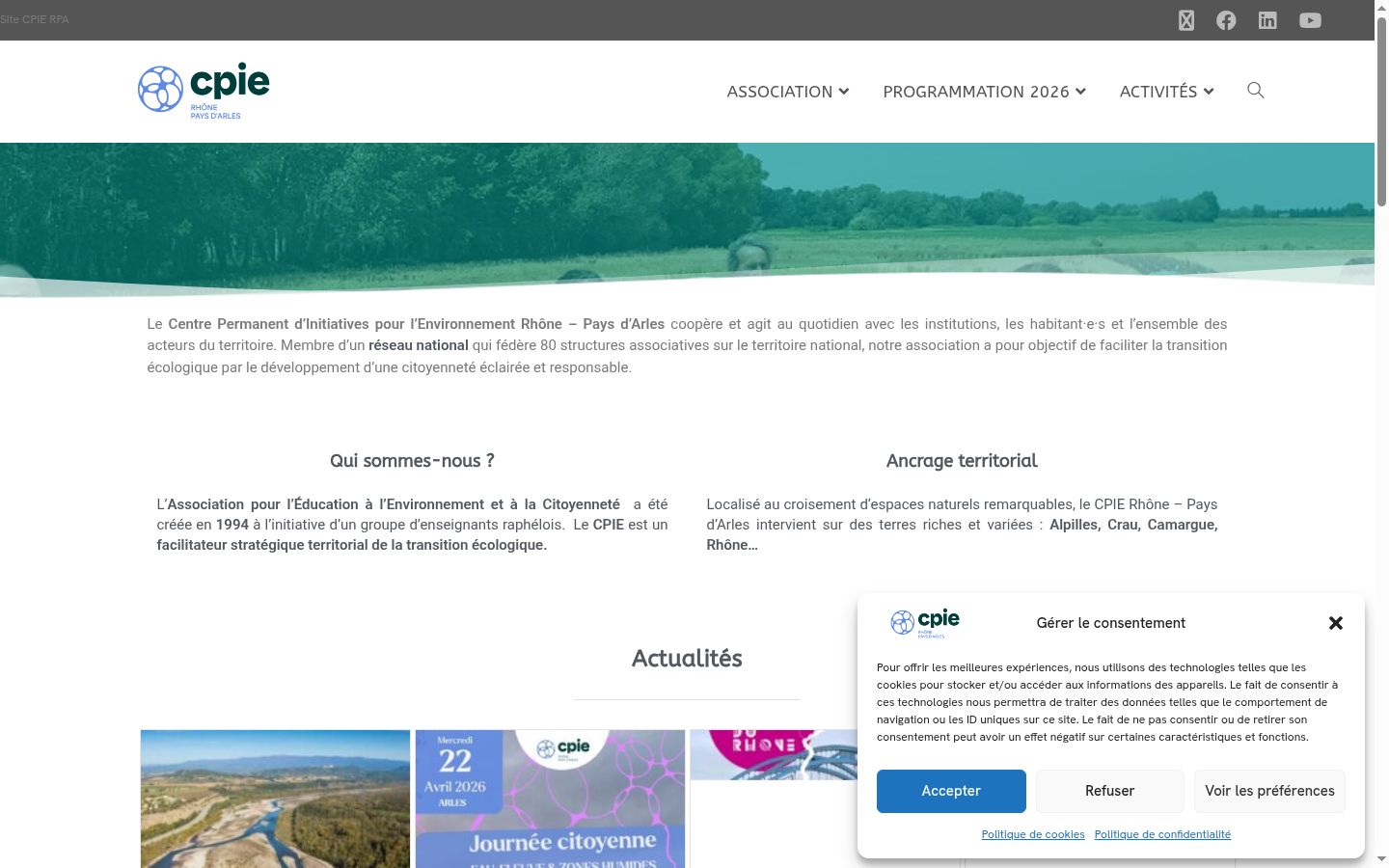 Screenshot del banner di consenso mostrato prima di qualsiasi interazione