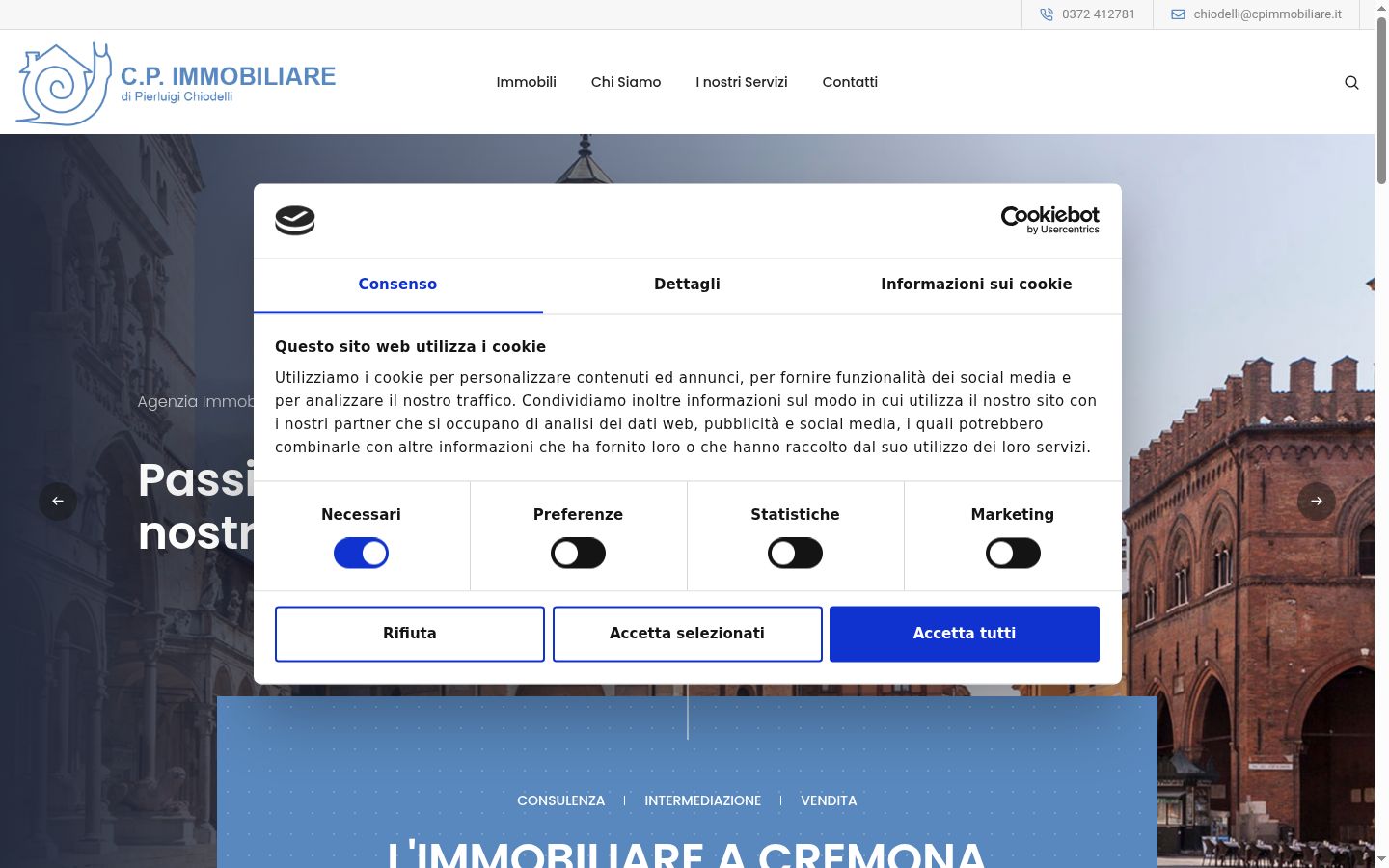 Captura de ecrã do banner de consentimento apresentado antes de qualquer interação