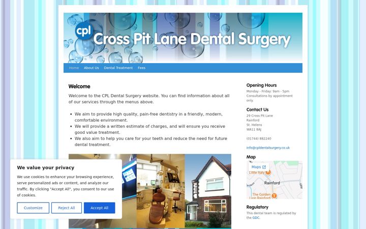 Screenshot of cpldentalsurgery.co.uk