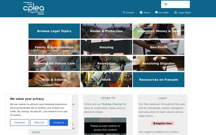Screenshot of cplea.ca