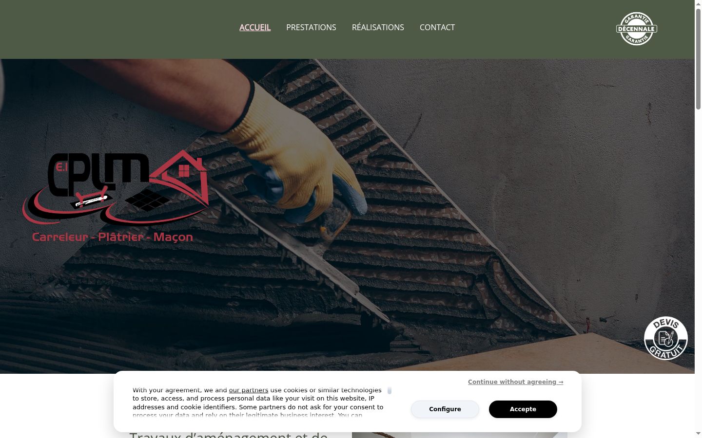 Screenshot del banner di consenso mostrato prima di qualsiasi interazione