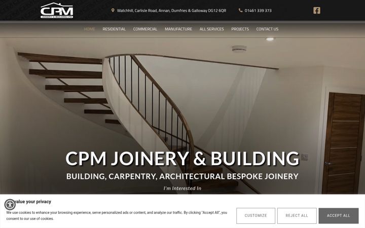 Screenshot of cpmjoineryandbuilding.co.uk