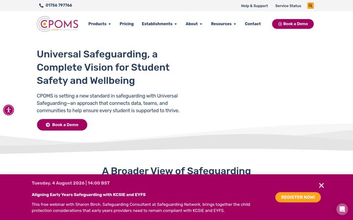Screenshot of cpoms.co.uk