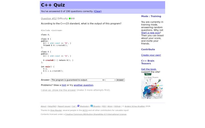 Képernyőkép: cppquiz.org