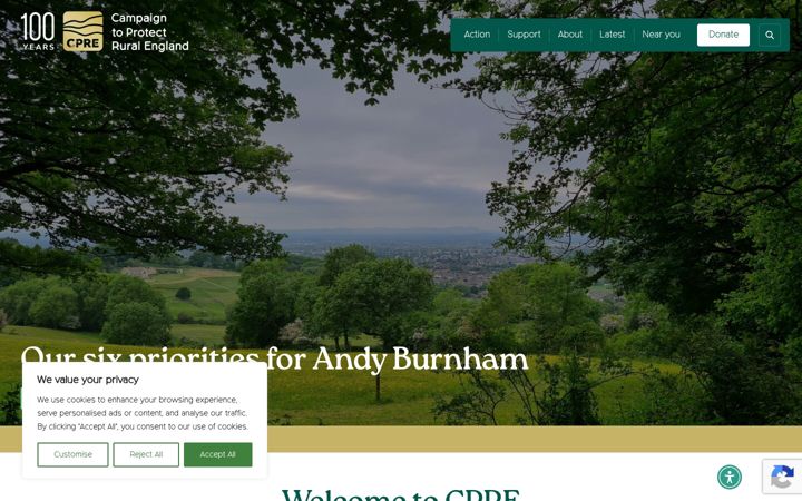Screenshot of cpre.org.uk