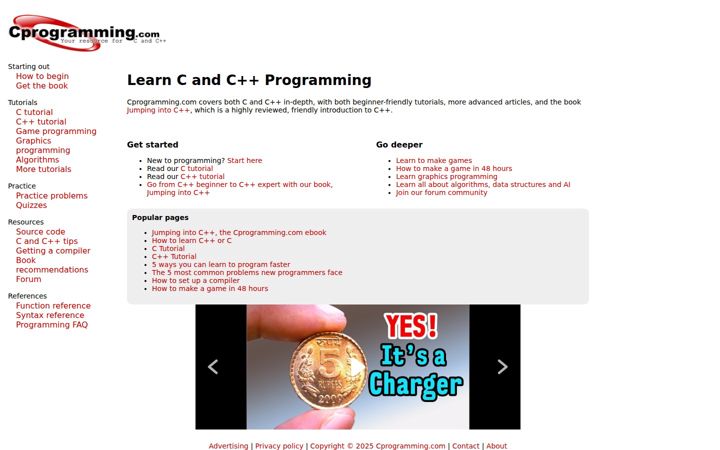 Screenshot of cprogramming.com