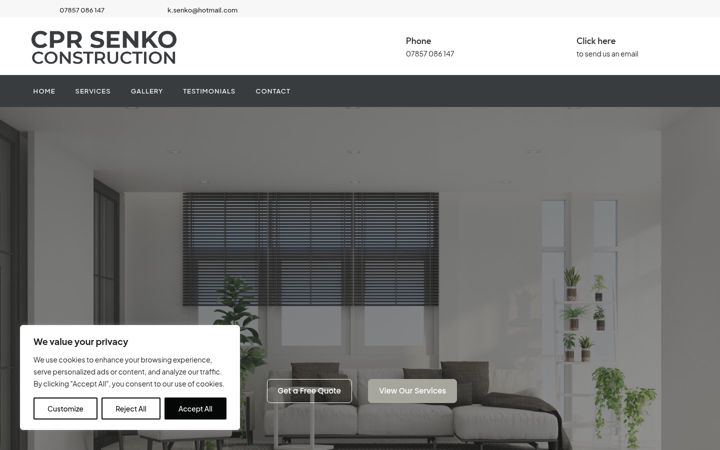 Screenshot of cprsenkoconstruction.co.uk