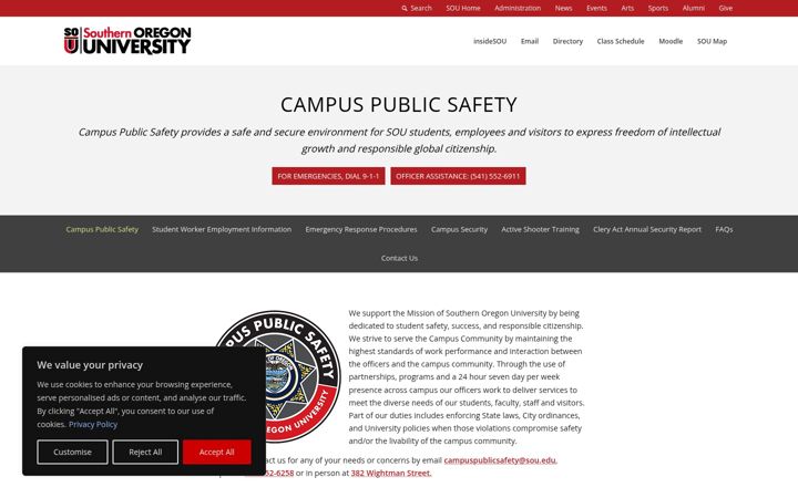 Screenshot von cps.sou.edu