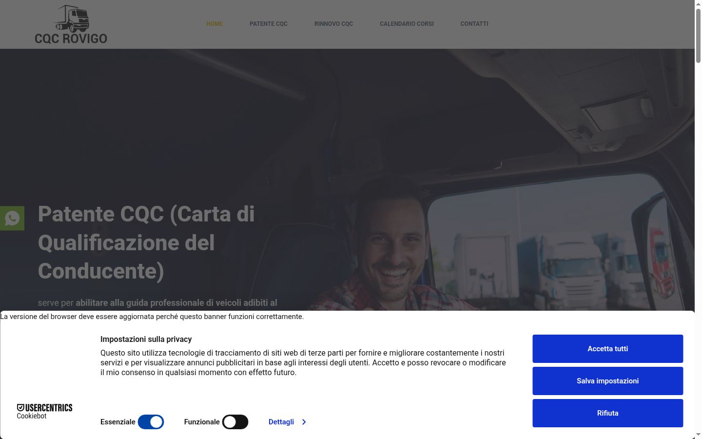 Captura de ecrã do banner de consentimento apresentado antes de qualquer interação
