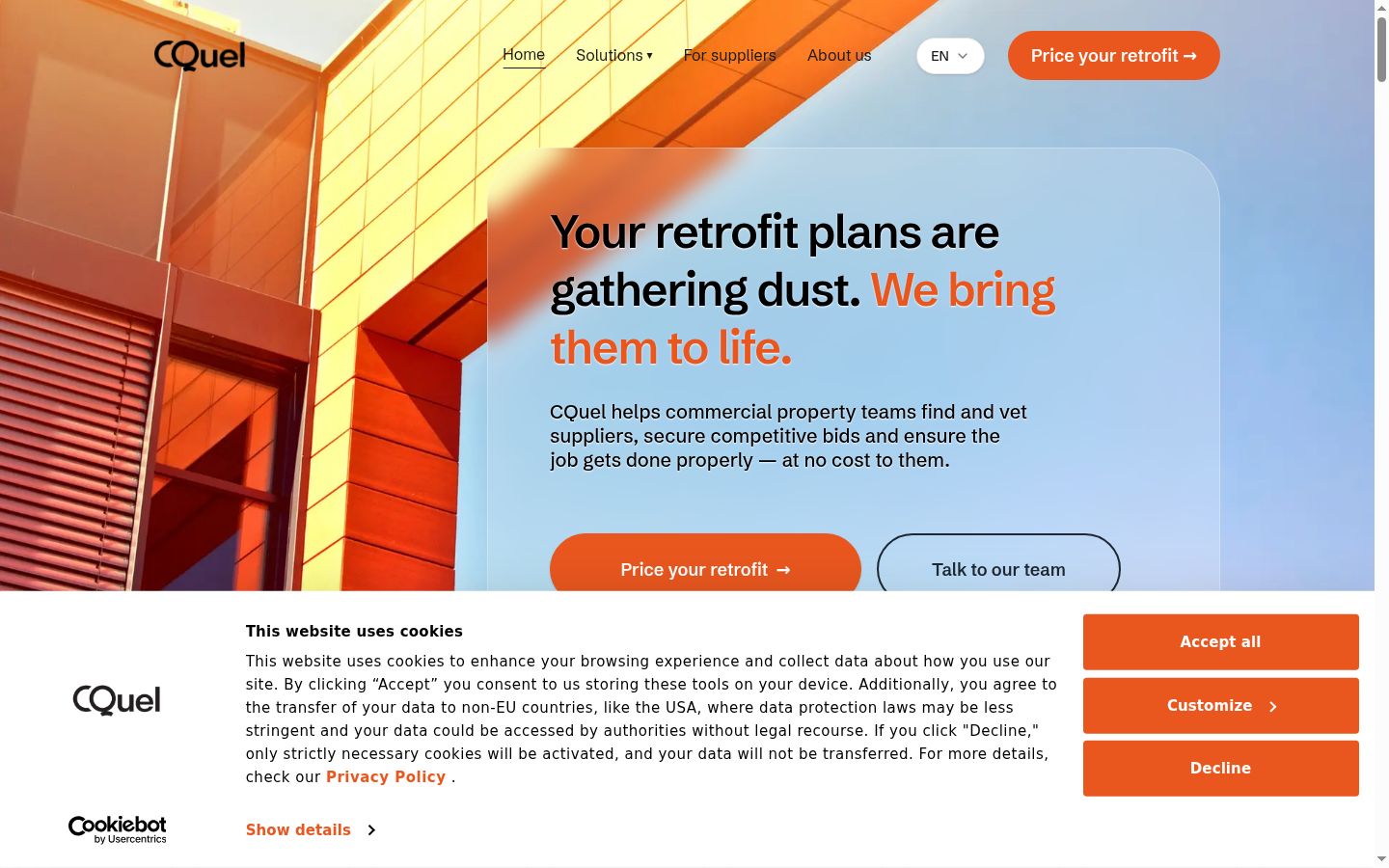 Screenshot of the consent banner shown before any interaction