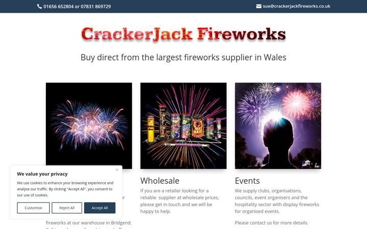 Screenshot stránky crackerjackfireworks.co.uk