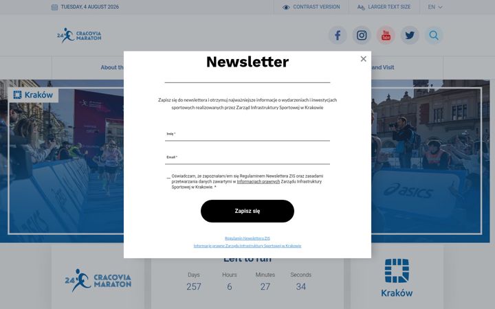 Screenshot of cracoviamaraton.pl