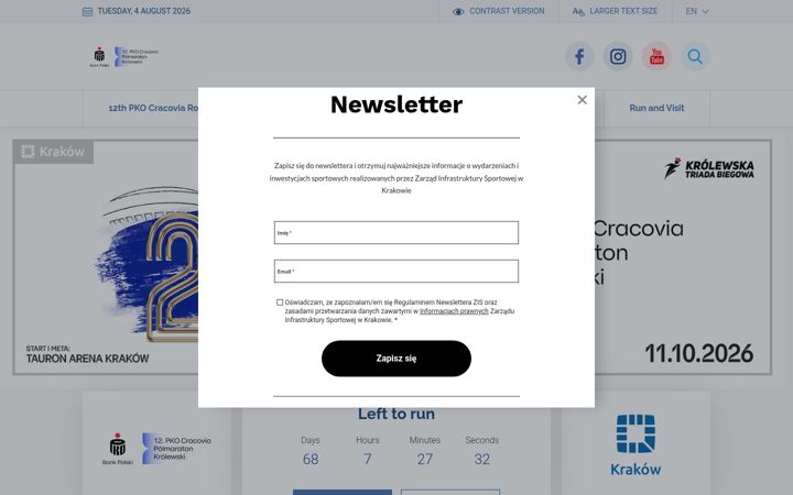 Screenshot of cracoviapolmaraton.pl