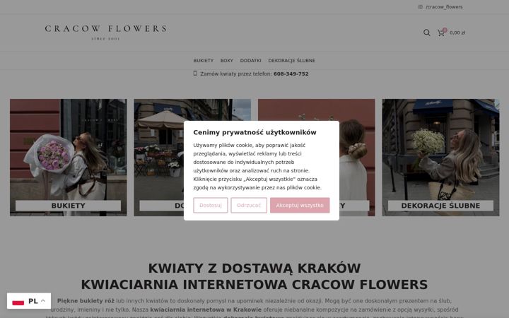 Ekraanipilt saidist cracowflowers.pl