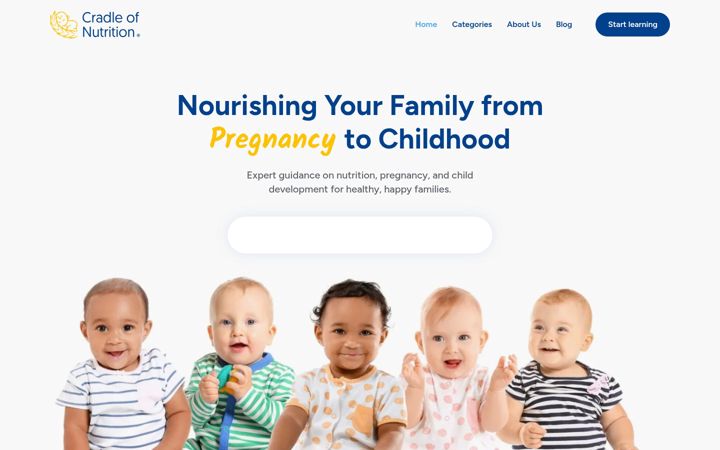 Screenshot of cradleofnutrition.com