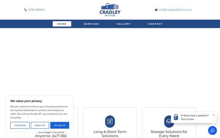 Screenshot of cradleyselfstore.com