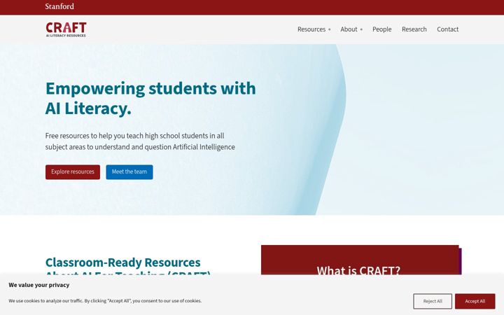 Screenshot of craft.stanford.edu