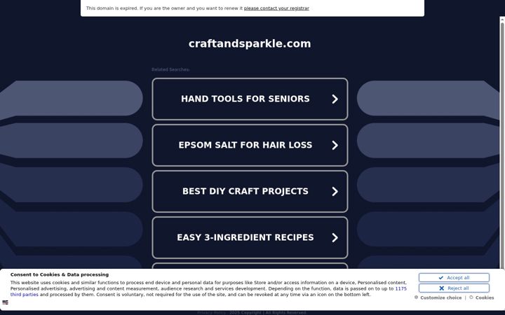 Screenshot of craftandsparkle.com
