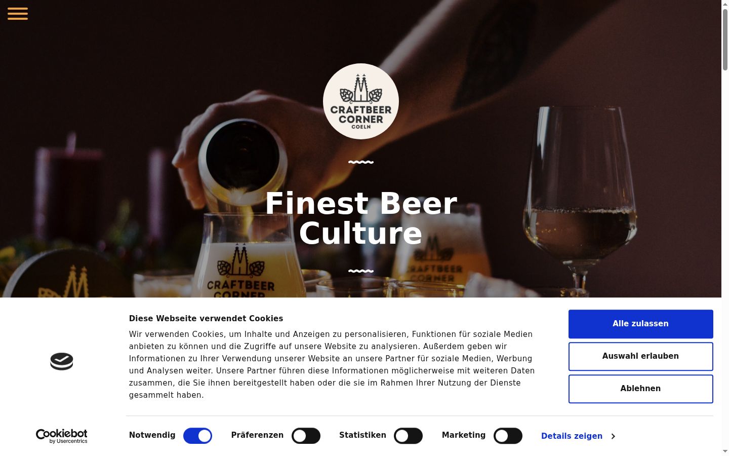 Screenshot of the consent banner shown before any interaction