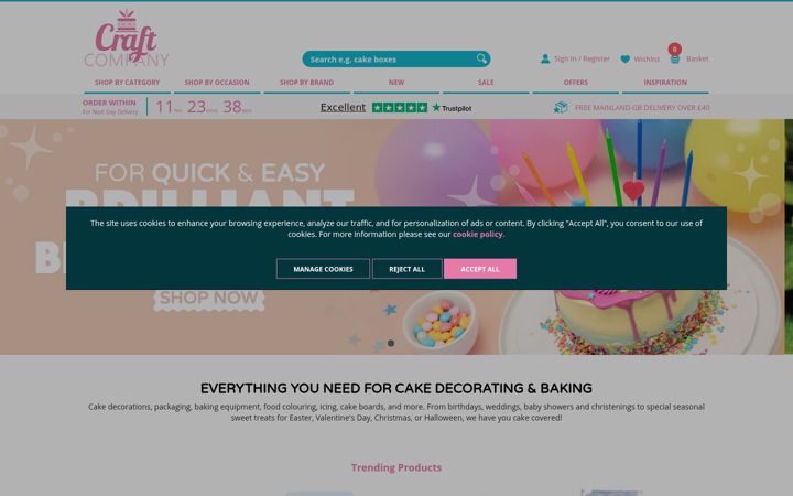 Screenshot stránky craftcompany.co.uk
