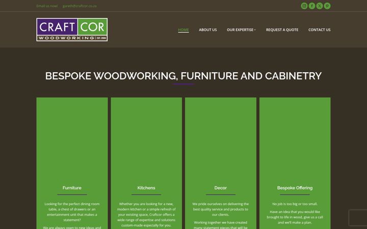 Snímek obrazovky craftcor.co.za