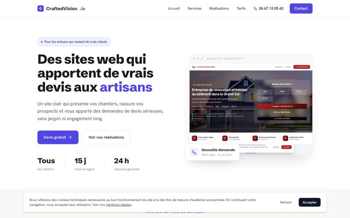 Screenshot of craftedvision.io