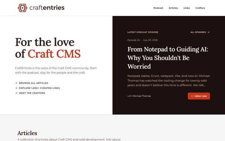 Screenshot of craftentries.io